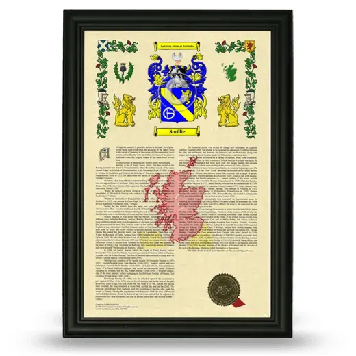 Smillie Armorial History Framed - Black