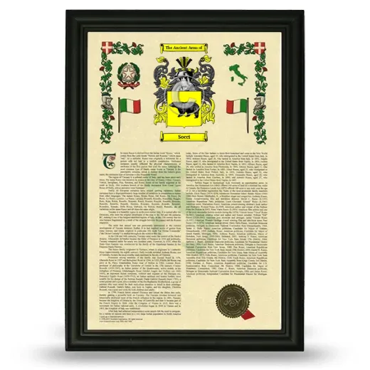 Socci Armorial History Framed - Black
