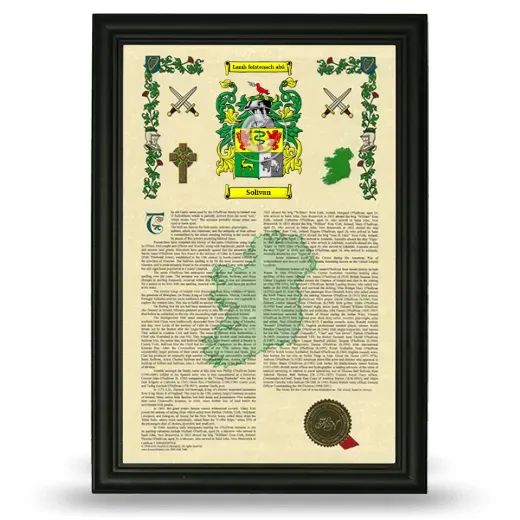 Solivan Armorial History Framed - Black