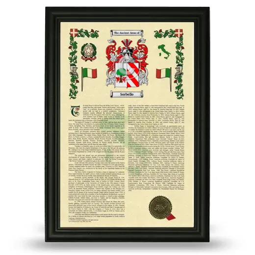 Sorbello Armorial History Framed - Black