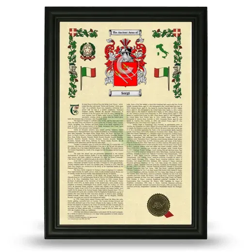 Sorgi Armorial History Framed - Black