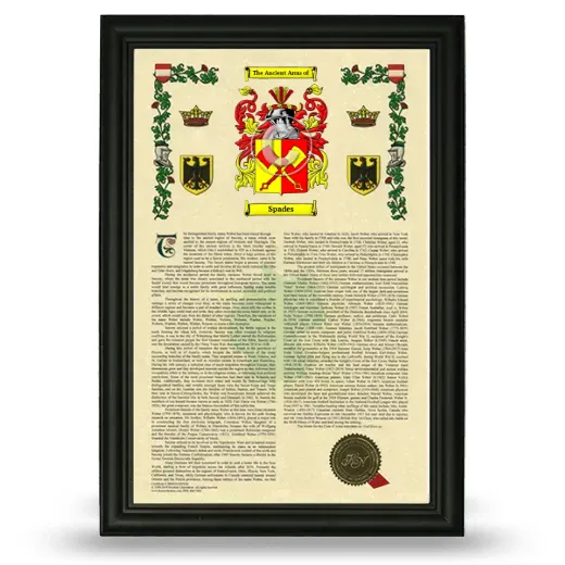 Spades Armorial History Framed - Black