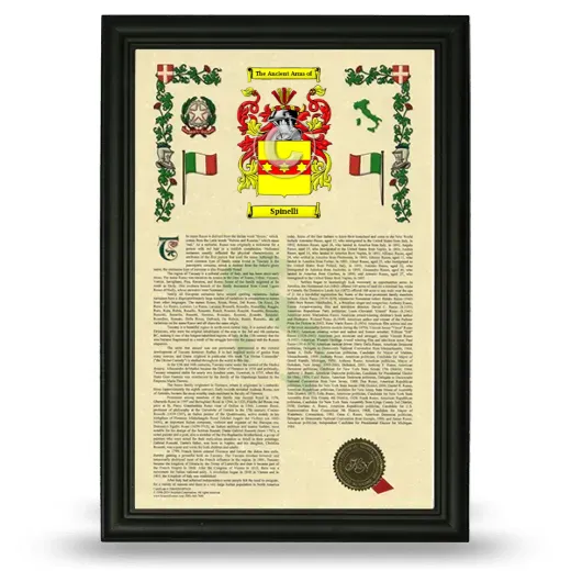 Spinelli Armorial History Framed - Black