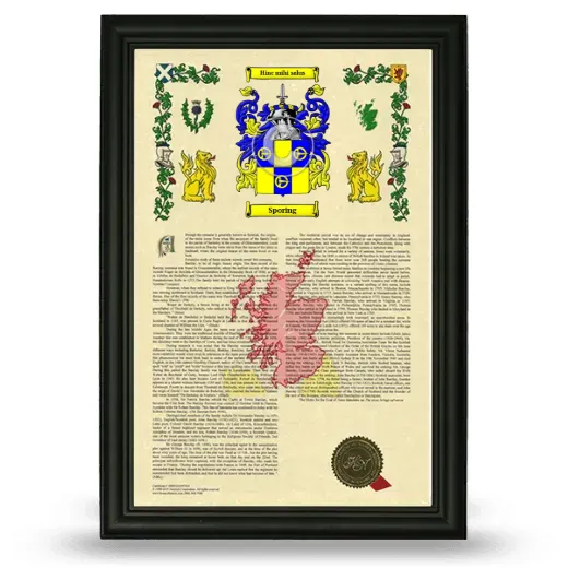 Sporing Armorial History Framed - Black
