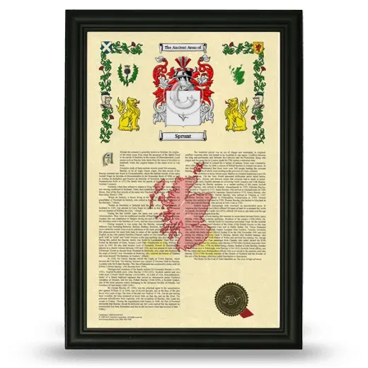 Sprunt Armorial History Framed - Black