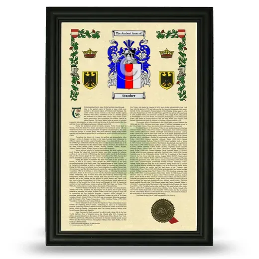 Stauber Armorial History Framed - Black