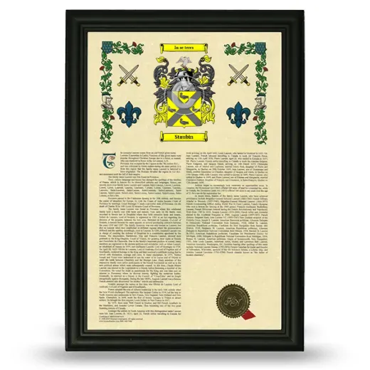 Staubin Armorial History Framed - Black