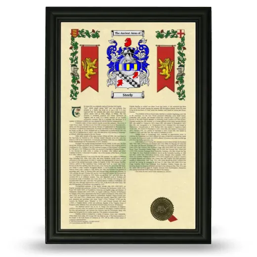 Steely Armorial History Framed - Black