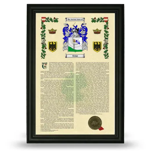 Stenz Armorial History Framed - Black