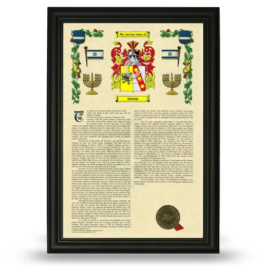 Sterns Armorial History Framed - Black