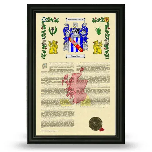 Stradling Armorial History Framed - Black