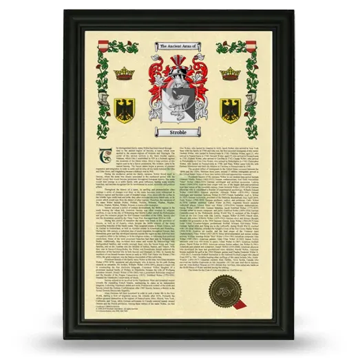 Stroble Armorial History Framed - Black
