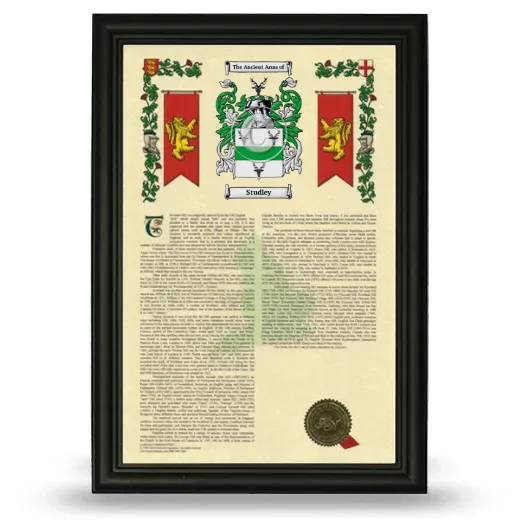 Studley Armorial History Framed - Black