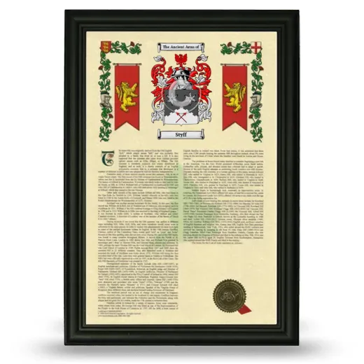 Styff Armorial History Framed - Black