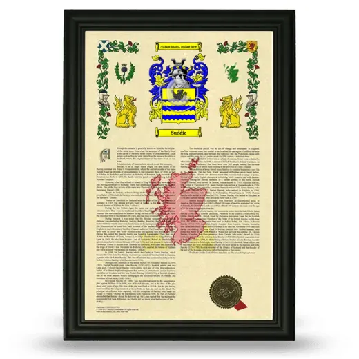 Suddie Armorial History Framed - Black