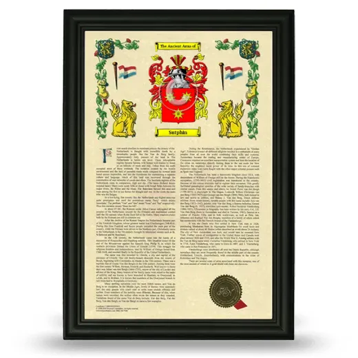 Sutphin Armorial History Framed - Black