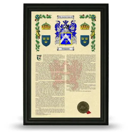 Svensson Armorial History Framed - Black
