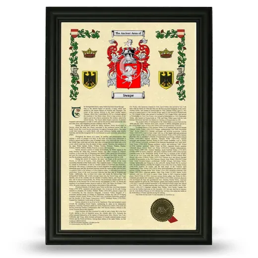 Swape Armorial History Framed - Black