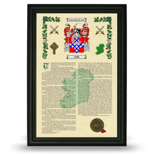 Taffy Armorial History Framed - Black