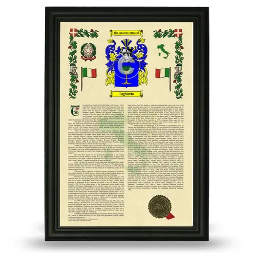 Tagliavia Armorial History Framed - Black