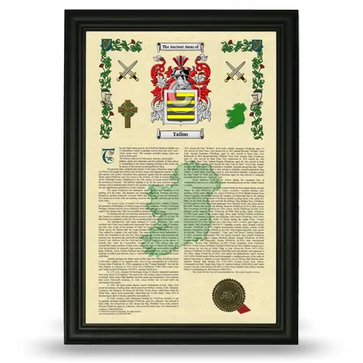 Tallon Armorial History Framed - Black