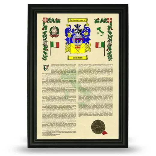 Tamburri Armorial History Framed - Black