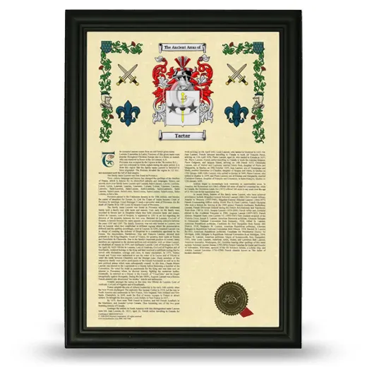 Tartar Armorial History Framed - Black