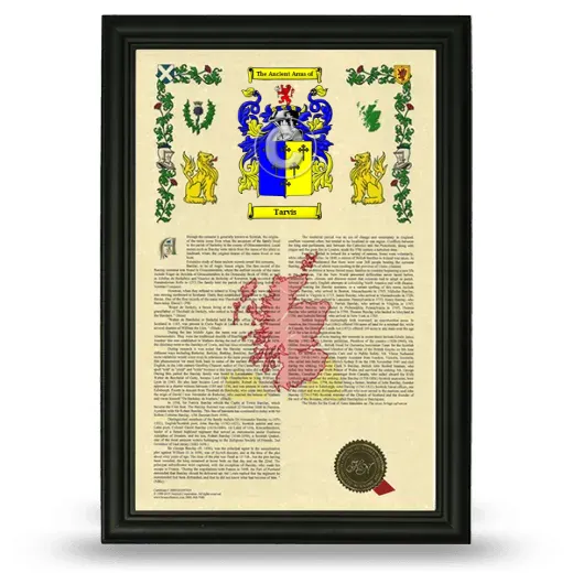 Tarvis Armorial History Framed - Black