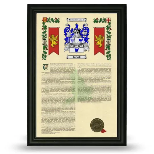 Taswell Armorial History Framed - Black