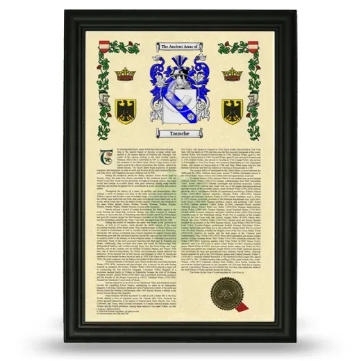 Tausche Armorial History Framed - Black