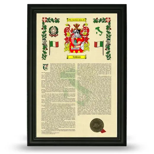 Tedesco Armorial History Framed - Black