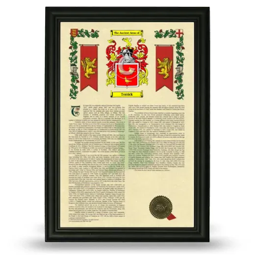 Terrick Armorial History Framed - Black