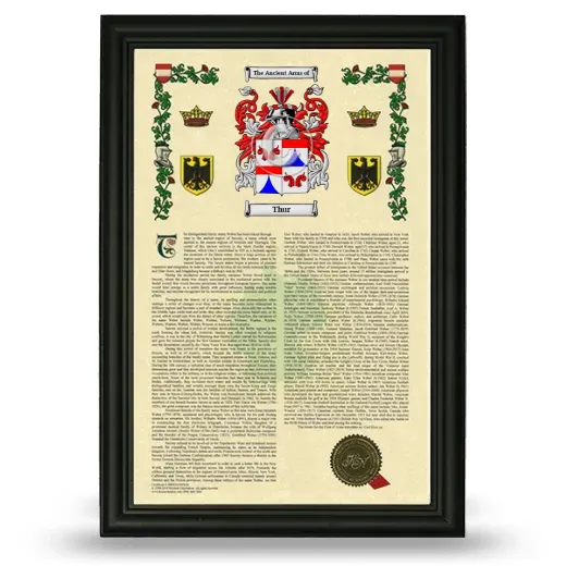 Thur Armorial History Framed - Black