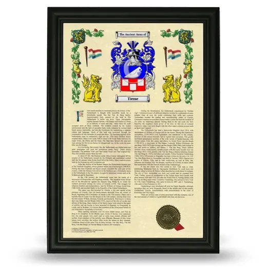 Tieme Armorial History Framed - Black