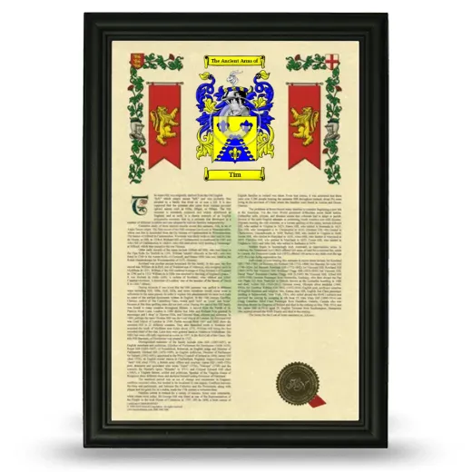 Tim Armorial History Framed - Black