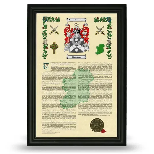 Timmons Armorial History Framed - Black