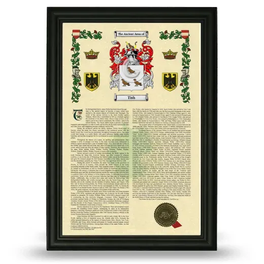 Tish Armorial History Framed - Black