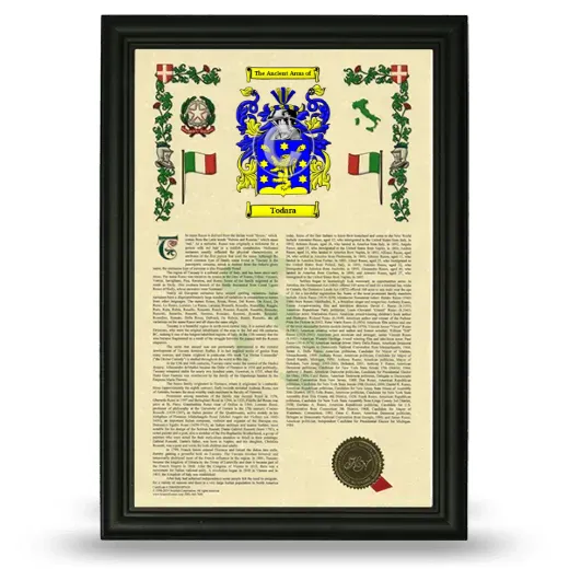 Todara Armorial History Framed - Black