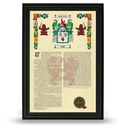 Todd Armorial History Framed - Black