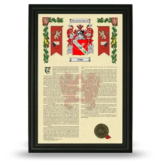 Toma Armorial History Framed - Black