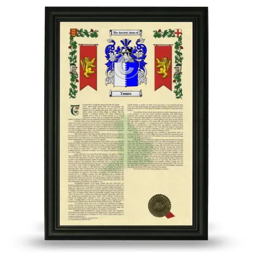 Tomas Armorial History Framed - Black