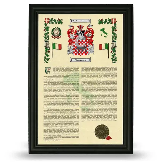 Tommaso Armorial History Framed - Black