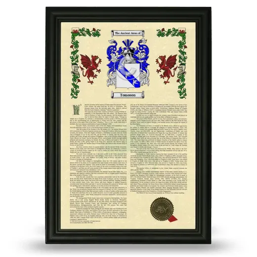 Tomoson Armorial History Framed - Black