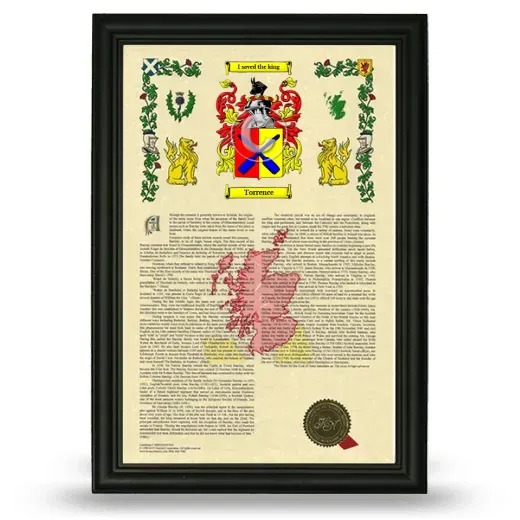 Torrence Armorial History Framed - Black