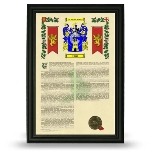 Toure Armorial History Framed - Black