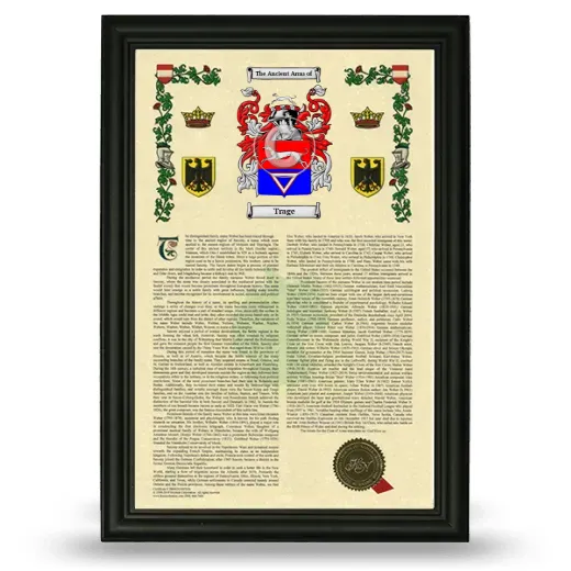 Trage Armorial History Framed - Black
