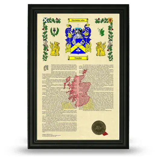 Trayler Armorial History Framed - Black