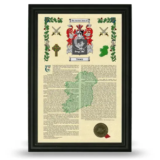 Treacy Armorial History Framed - Black