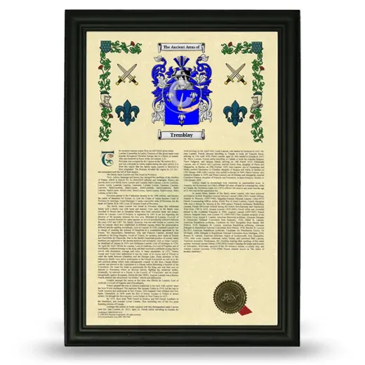 Tremblay Armorial History Framed - Black