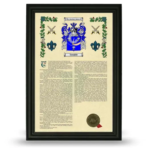 Trembly Armorial History Framed - Black